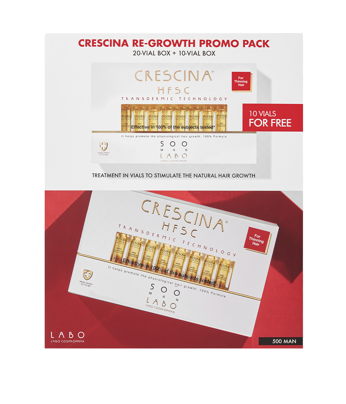 Crescina Transdermic HFSC Ανάπτυξη Man Promo Pack 20+10 φιαλίδια